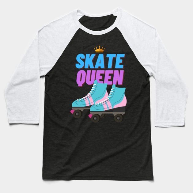 Roller Skating Queen Baseball T-Shirt by nuglettes